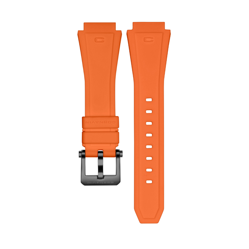 19mm - Orangefarbenes Silikonarmband mit Dornschliesse