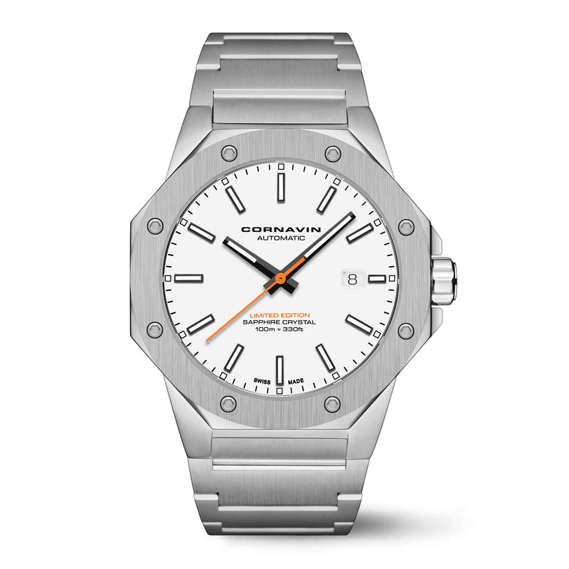 Downtown 3-H Automatic Swiss Made watch with white dial